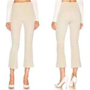 Sprwmn Pants Corduroy Ankle Flare Pull On Elastic Waist Cropped Beige M